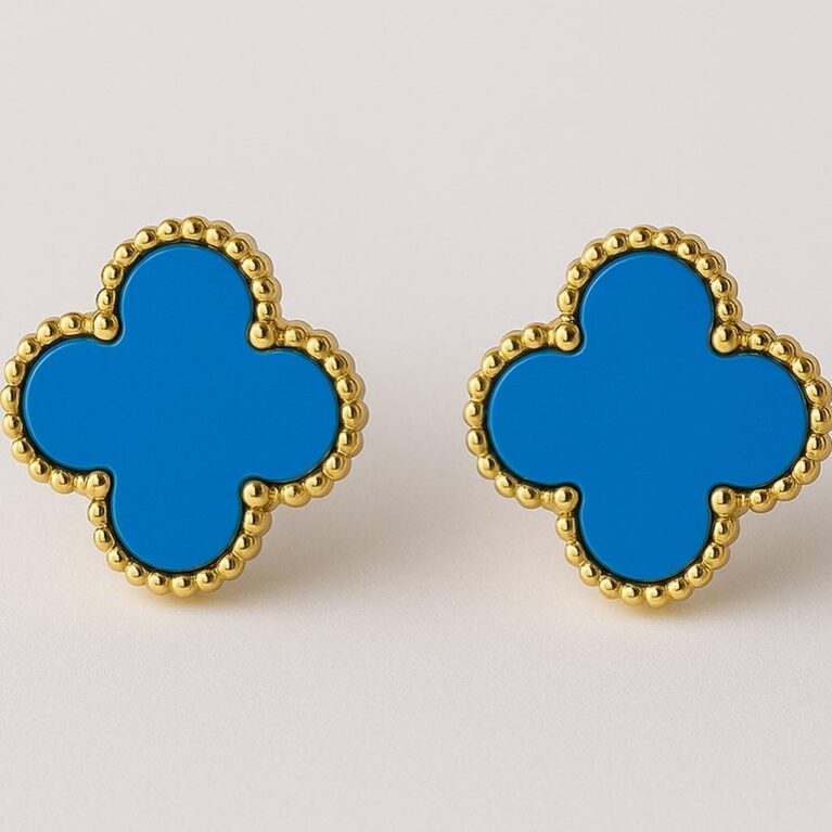 Boucle D'oreille Trèfle Bleu