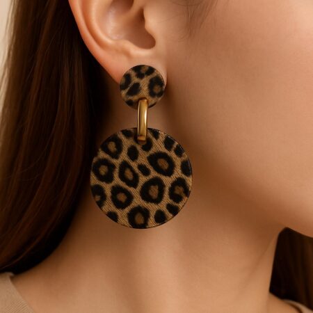 Boucle D'oreille Ronde Léopard