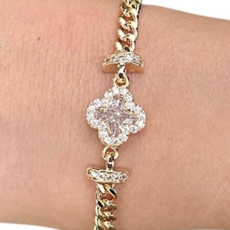 Bracelet Trèfle en Pierre Blanche