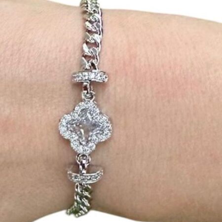 Bracelet à motif trèfle en pierre